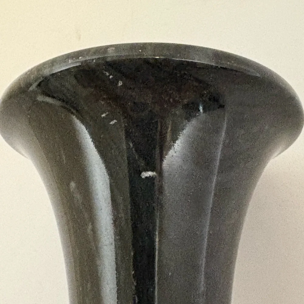 Vintage Marble Dark Gray Floral Etched Vase